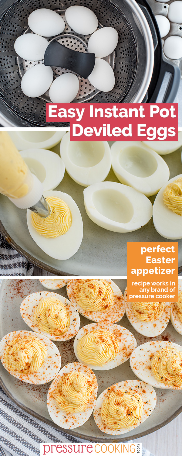 Use up your hard-boiled eggs from Easter! Deviled eggs are a delicious treat to make from Instant Pot hard boiled eggs. Plus, get my secret ingredient for UNFORGETTABLE Deviled Eggs. #pressurecooker #instantpot #eggs #appetizer via @PressureCook2da